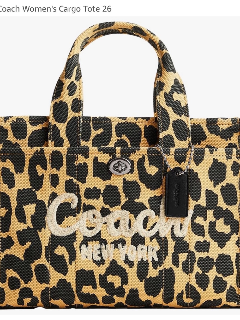 Coach Leopard-Print Canvas Tote in Tan and Black - Picture 6 of 6